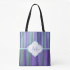 Teal Purple Blue Green Monogram Stripe