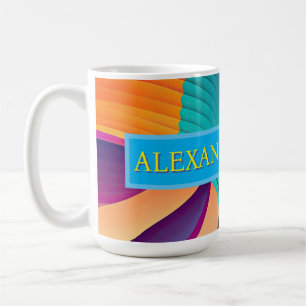 TEAL PURPLE BLUE WAVY ABSTRACT COFFEE MUG