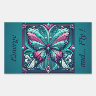 Teal & Purple Butterfly Square Sticker