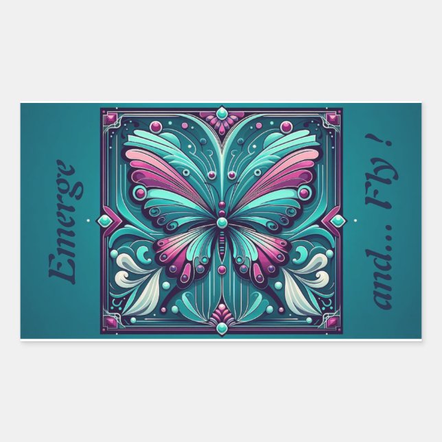 Teal & Purple Butterfly Square Sticker (Front)