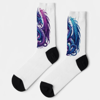 Teal & Purple Dragon Socks