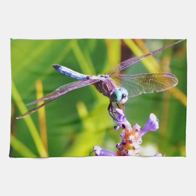 Teal & purple Dragonfly Kitchen Towel (Horizontal)