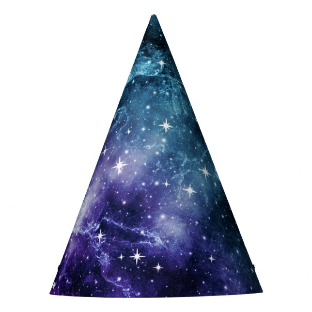 Teal Purple Galaxy Nebula Dream #1 Party Hat (Front)