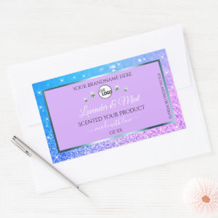 Teal Purple Glitter Product Labels Logo Diamonds