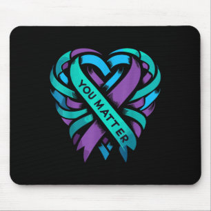 Teal Purple Heart You Suicide Prevention Awareness Mouse Pad