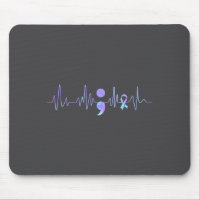 Teal Purple Heartbeat Semicolon Suicide Prevention