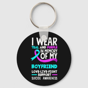 Teal Purple In Memory Of Boyfriend Suicide Keychain