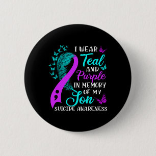 Teal Purple In Memory Of My Son Suicide Awareness 2 Inch Round Button