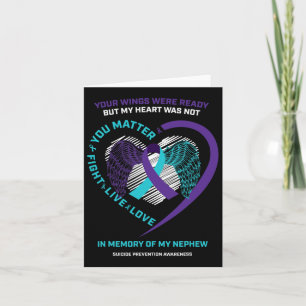 Teal Purple In Memory Of Nephew Suicide Prevention Card