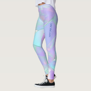 Teal & Purple Iridescent Design, Name or Message Leggings