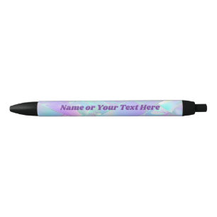 Teal & Purple Iridescent Design, Name or Your Text Black Ink Pen