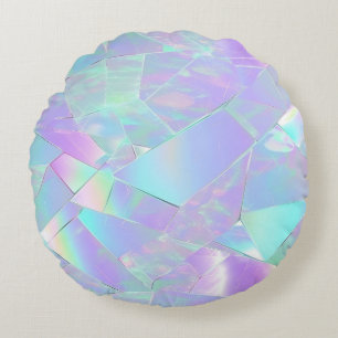Teal & Purple Iridescent Design Round Pillow