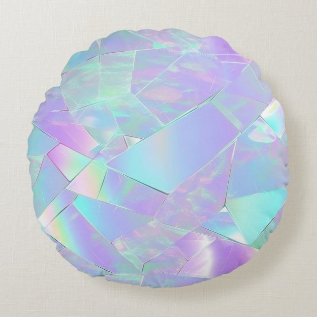 Teal & Purple Iridescent Design Round Pillow (Front)