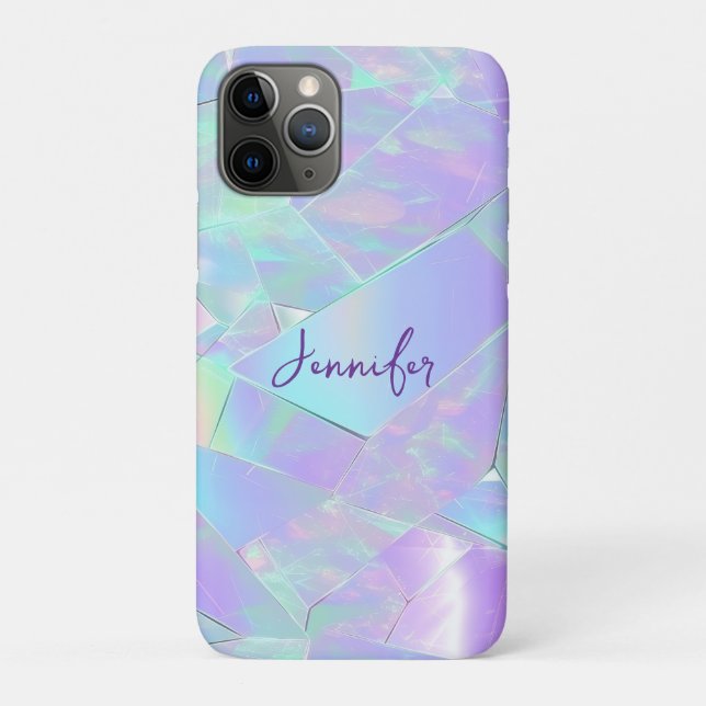 Teal & Purple Iridescent Design, Script Name Case-Mate iPhone Case (Back)