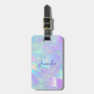 Teal & Purple Iridescent Design, Script Name Luggage Tag