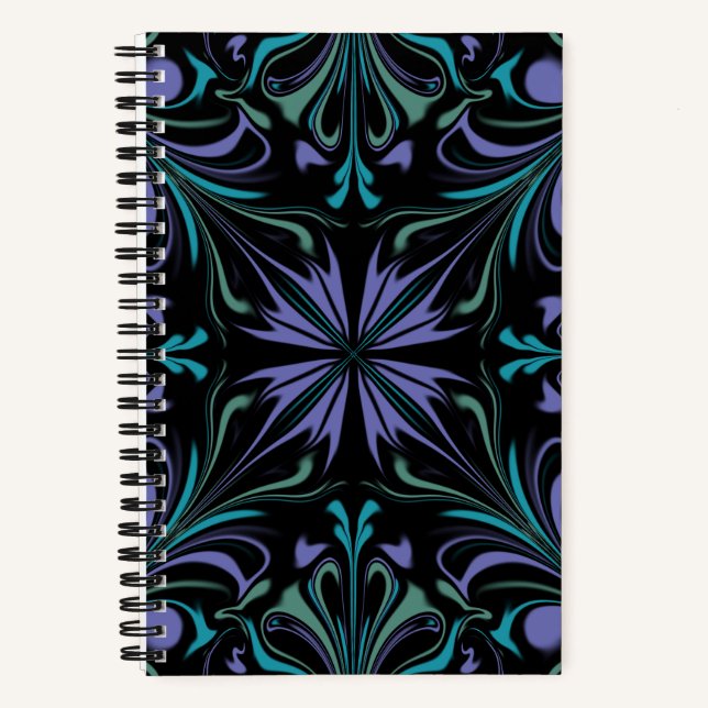 Teal Purple Kaleidoscope Spiral Notebook (Front)