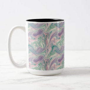 Teal Purple Marble Abstract Swirl Aesthetic Two-Tone Coffee Mug