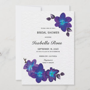 Teal Purple Orchid Bridal Shower Invite Printable