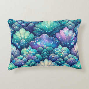 Teal Purple Pink Mermaid Scales Accent Pillow
