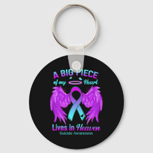 Teal Purple Ribbon Angel Wing Suicide Awareness Me Keychain
