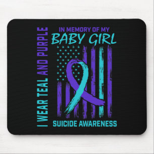 Teal Purple Ribbon Ba  Mouse Pad