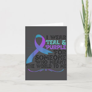 Teal Purple Ribbon For Suicide Prevention Awarenes Card