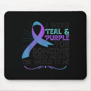 Teal Purple Ribbon For Suicide Prevention Awarenes Mouse Pad
