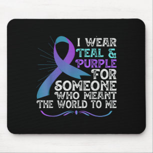 Teal Purple Ribbon For Suicide Prevention Awarenes Mouse Pad
