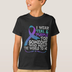 Teal Purple Ribbon For Suicide Prevention Awarenes T-Shirt