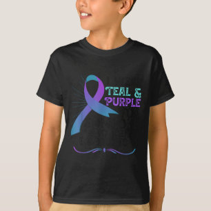 Teal Purple Ribbon For Suicide Prevention Awarenes T-Shirt