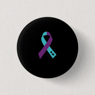 Teal Purple Ribbon Semicolon Suicide Prevention 1 Inch Round Button