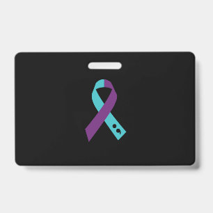 Teal Purple Ribbon Semicolon Suicide Prevention Badge