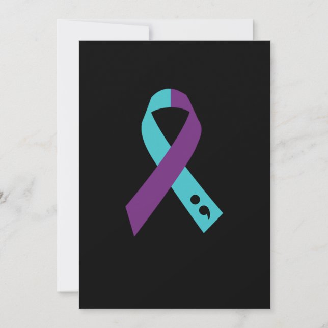 Teal Purple Ribbon Semicolon Suicide Prevention Save The Date (Front)