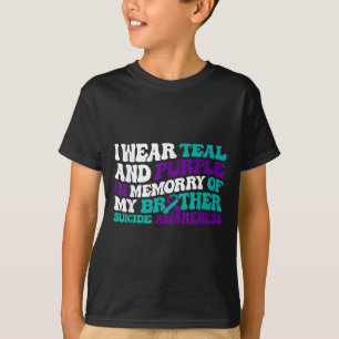 Teal Purple Ribbon Suicide Awareness Brother Aware T-Shirt