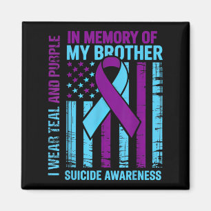 Teal Purple Ribbon Suicide Awareness Flag Brother Magnet
