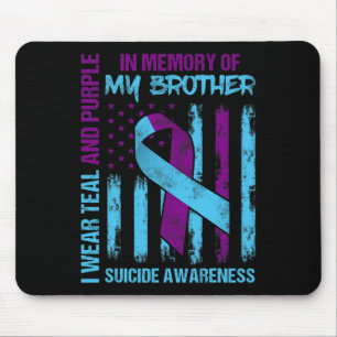 Teal Purple Ribbon Suicide Awareness Flag Brother  Mouse Pad