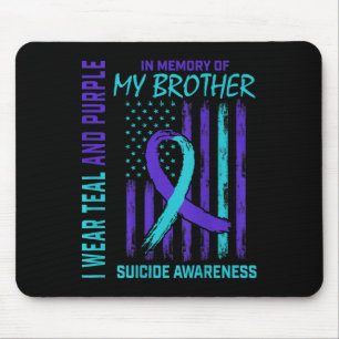 Teal Purple Ribbon Suicide Awareness Flag Brother Mouse Pad