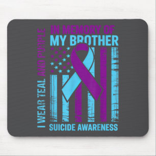 Teal Purple Ribbon Suicide Awareness Flag Brother  Mouse Pad
