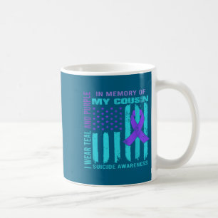 Teal Purple Ribbon Suicide Awareness Flag Cousin B Coffee Mug
