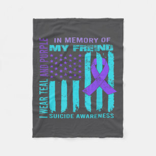 Teal Purple Ribbon Suicide Awareness Flag Freind B Fleece Blanket