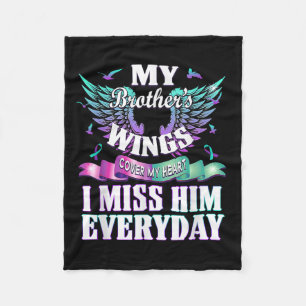 Teal Purple Ribbon Suicide Awareness Flag I Miss M Fleece Blanket