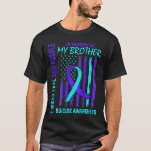 Teal Purple Ribbon Suicide Awareness Flag I Miss M T-Shirt