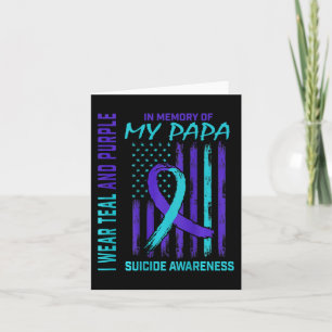 Teal Purple Ribbon Suicide Awareness Flag Papa Bac Card