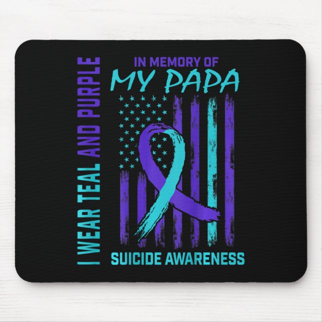 Teal Purple Ribbon Suicide Awareness Flag Papa Bac Mouse Pad (Front)