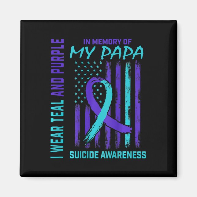 Teal Purple Ribbon Suicide Awareness Flag Papa Byc Magnet (Front)