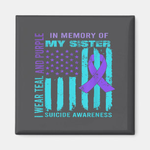 Teal Purple Ribbon Suicide Awareness Flag Sister B Magnet