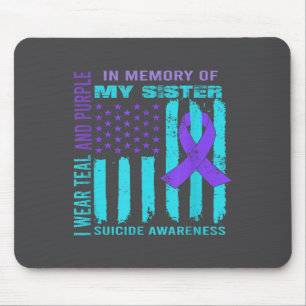 Teal Purple Ribbon Suicide Awareness Flag Sister B Mouse Pad