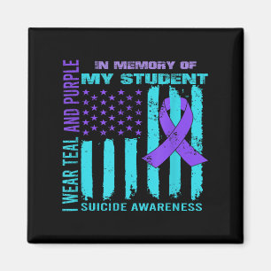 Teal Purple Ribbon Suicide Awareness Flag Student Magnet