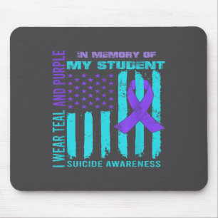 Teal Purple Ribbon Suicide Awareness Flag Student  Mouse Pad