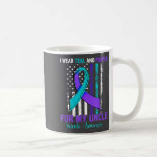 Teal Purple Ribbon Suicide Awareness Flag Uncle  Coffee Mug
